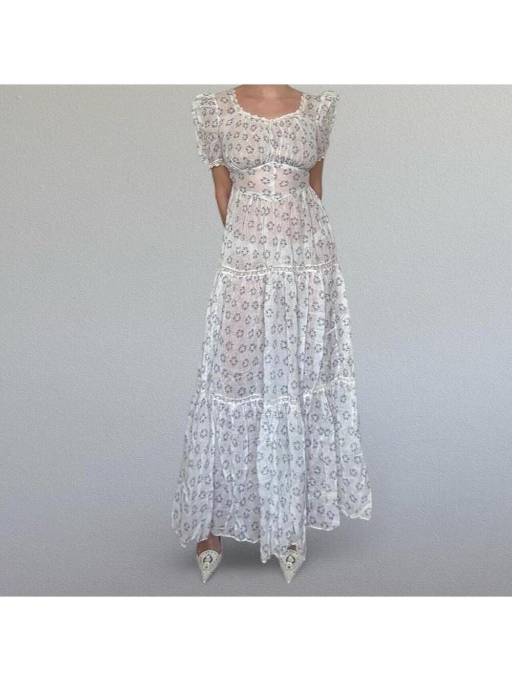 SOLD Vintage 70s milkmaid peasant dress Sz. XS - Picture 1 of 8